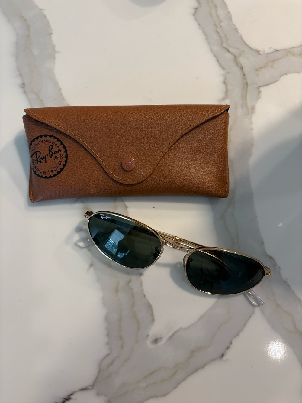 Ray-Ban RB3734 Arista Gold and Green Sunglasses *worn once